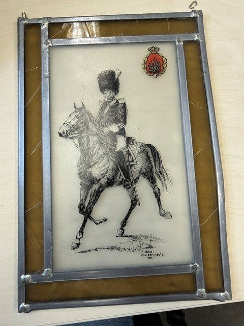 Kunstwerk op glas en lood van kunstenaar René Van Den Neste, Antiquités & Art, Enlèvement