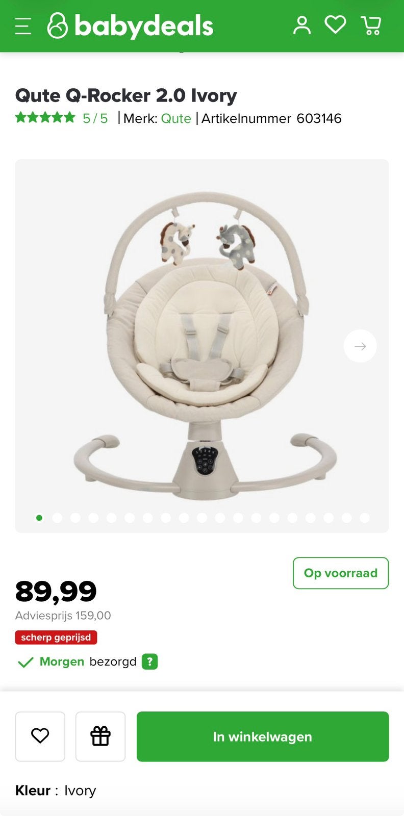 Qute schommelstoel, Kinderen en Baby's, Schommelstoel, Nieuw, Met gordel(s) of riempje(s), Ophalen