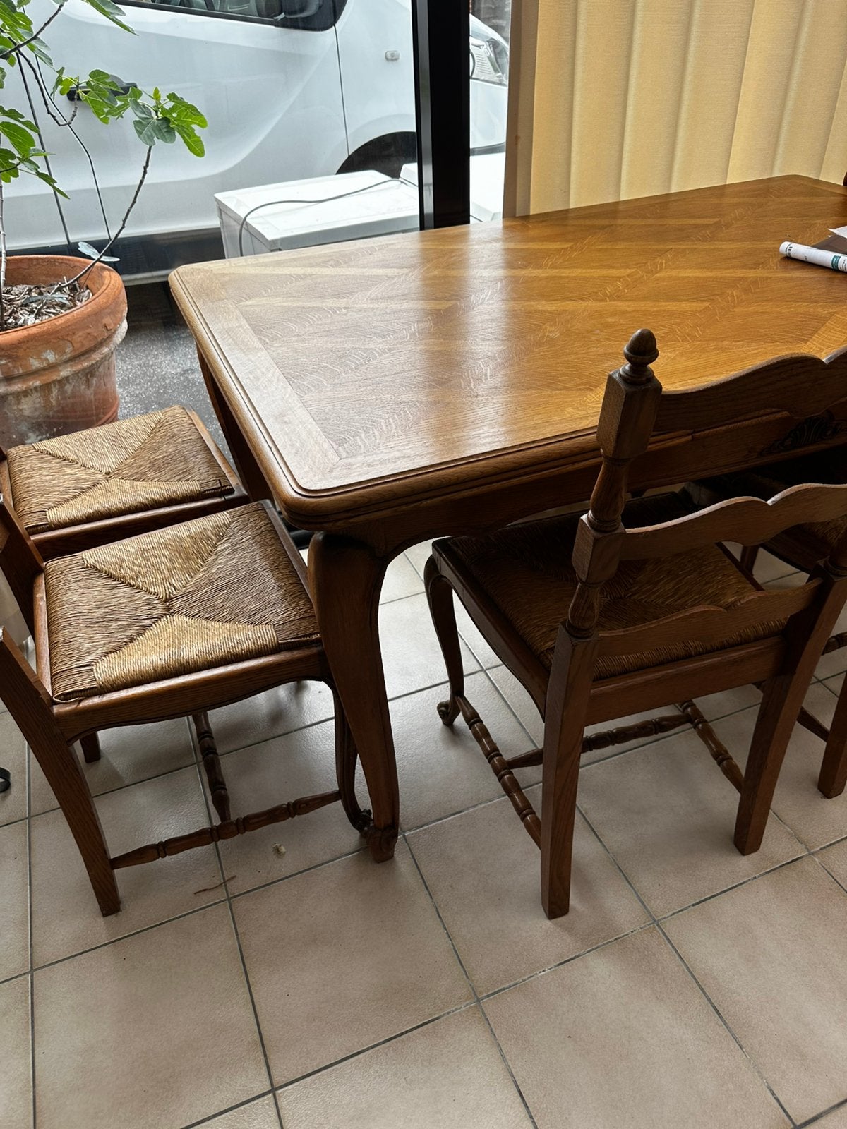 Tafel en 6 stoenen vintage, Antiek en Kunst, Ophalen