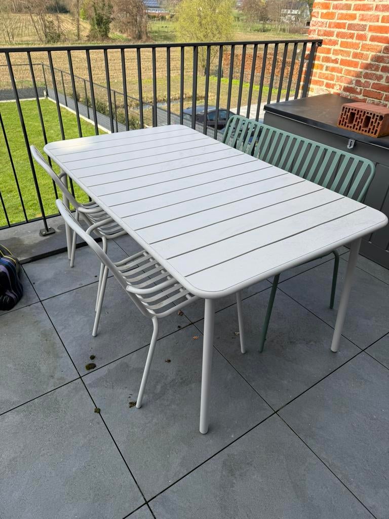 Eettafel + Bank + Stoelen + Kussens, Tuin en Terras, Tuinmeubel-accessoires, Ophalen, Zo goed als nieuw