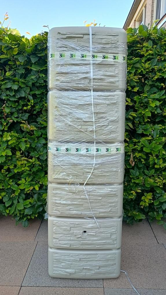 Nieuwe Regenton 4Rain Graf Slim Stone Decor, Tuin en Terras, Regentonnen, Nieuw, Kunststof, 150 liter of meer, Met kraantje, Ophalen