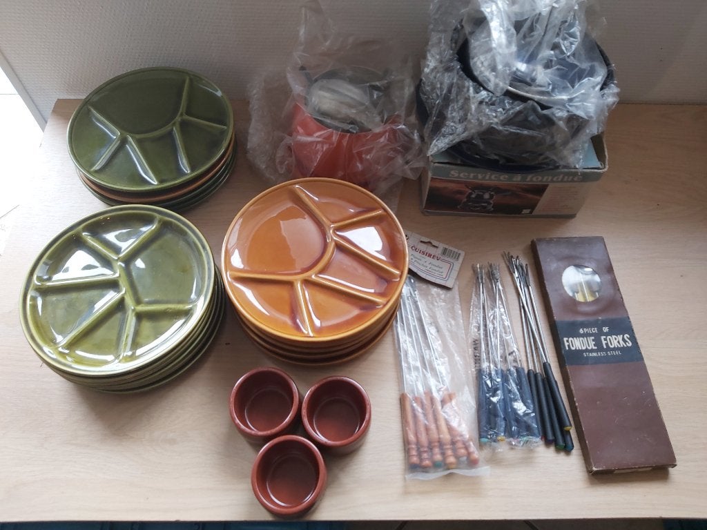 set a Fondue, vintage (Neuf)années 70/80, Enlèvement ou Envoi, Comme neuf, Brûleur, Service à fondue