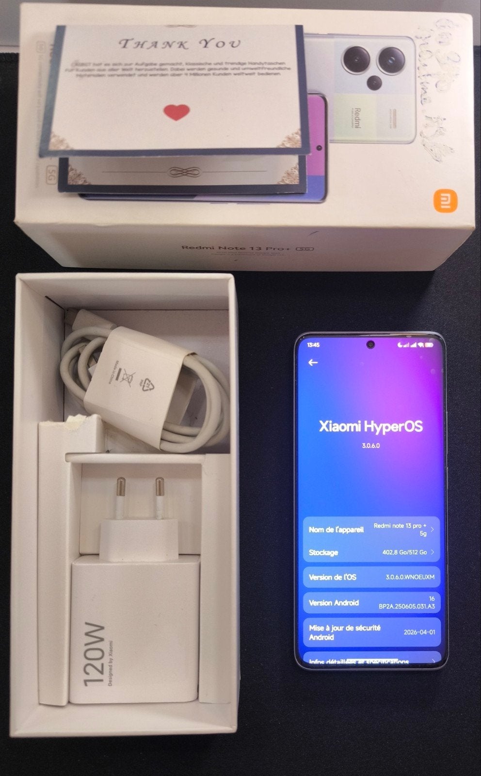 Xiaomi Redmi Note 13 Pro + 5G – 512 Go – 12 Go RAM
- NEUF, Neuf, 512 GB, Enlèvement, Bleu