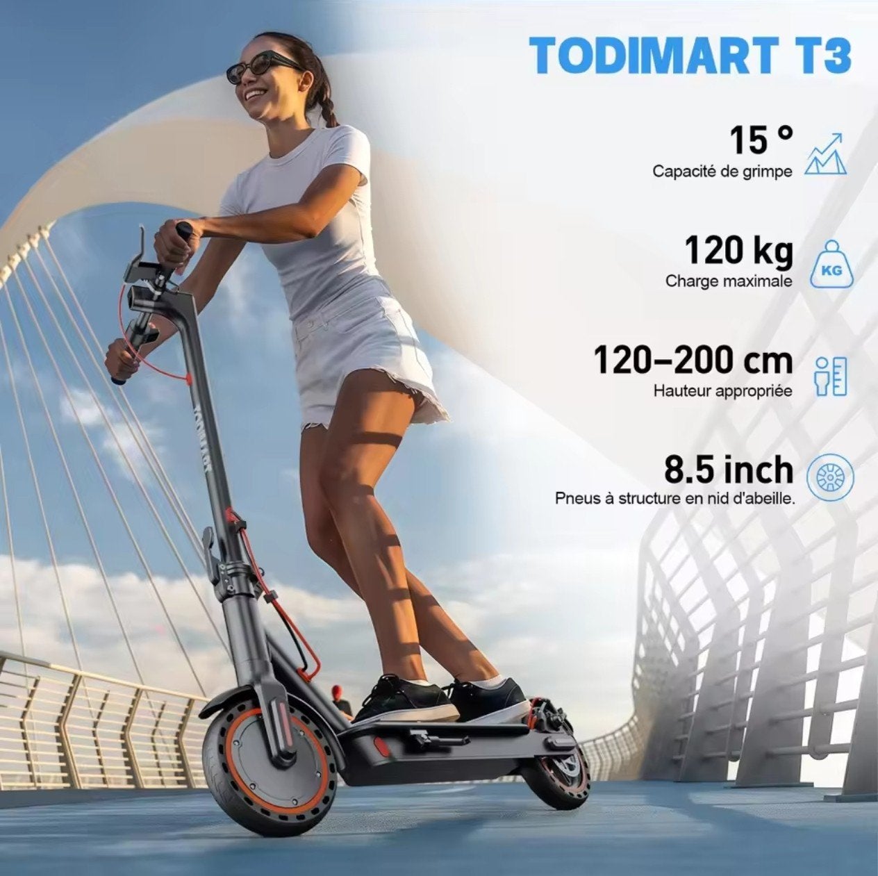 Trottinette électrique TODIMART T3 — NEUVE, jamais roulée, Neuf, Step électrique (E-scooter), Todimart