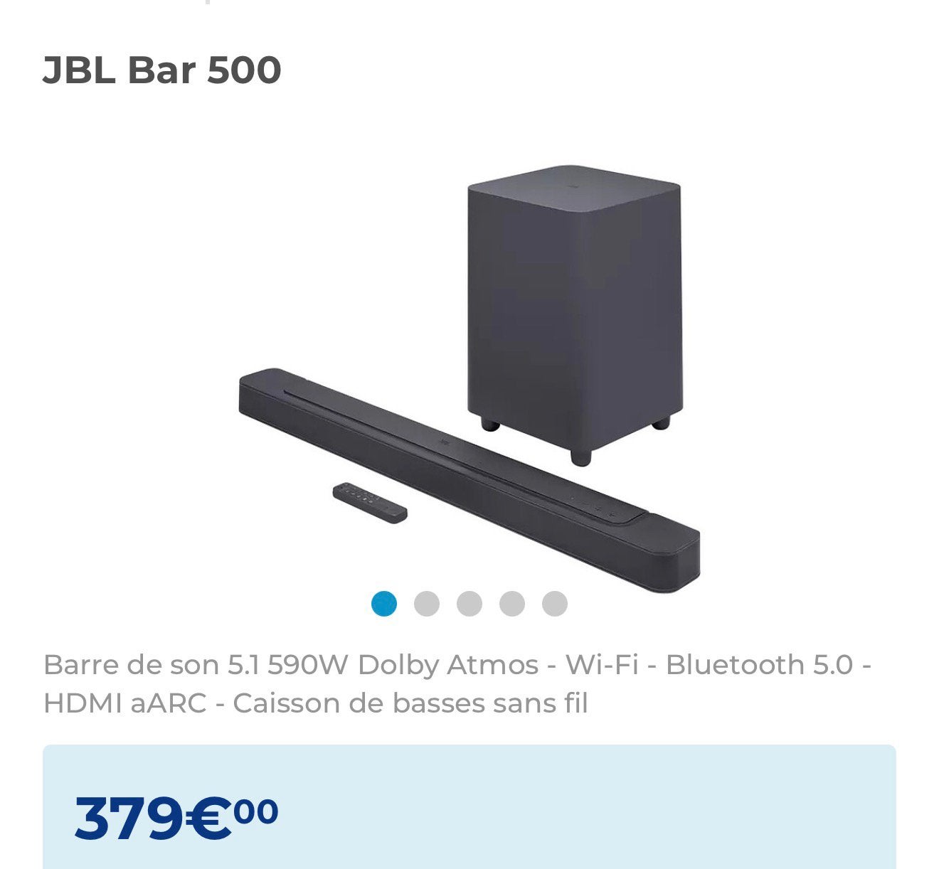 Barre de son JBL 500, TV, Hi-fi & Vidéo, Barres de son, Enlèvement, Comme neuf