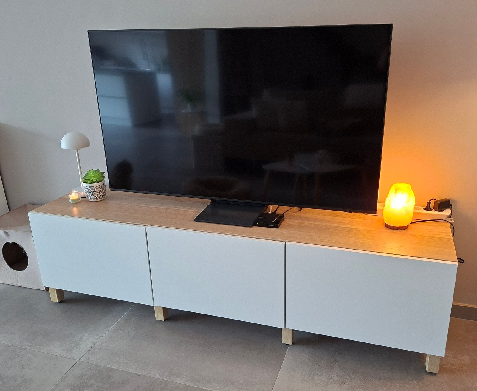 Meuble tv bois et blanc, Maison & Meubles, Enlèvement