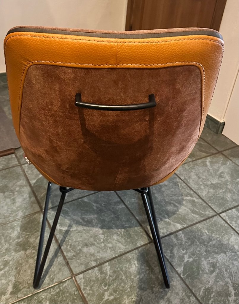 6 eetkamer stoelen, Ophalen, Bruin, Zo goed als nieuw, Stof