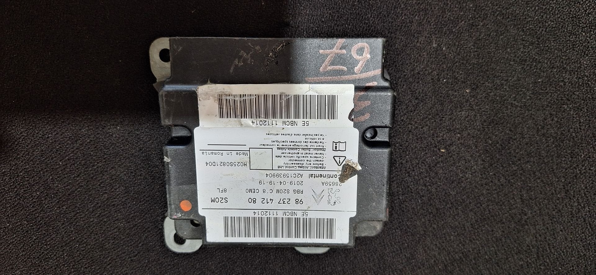 Originele Airbag Stuurmodule Computer Peugeot Citroen Contin, -, Utilisé, -, -