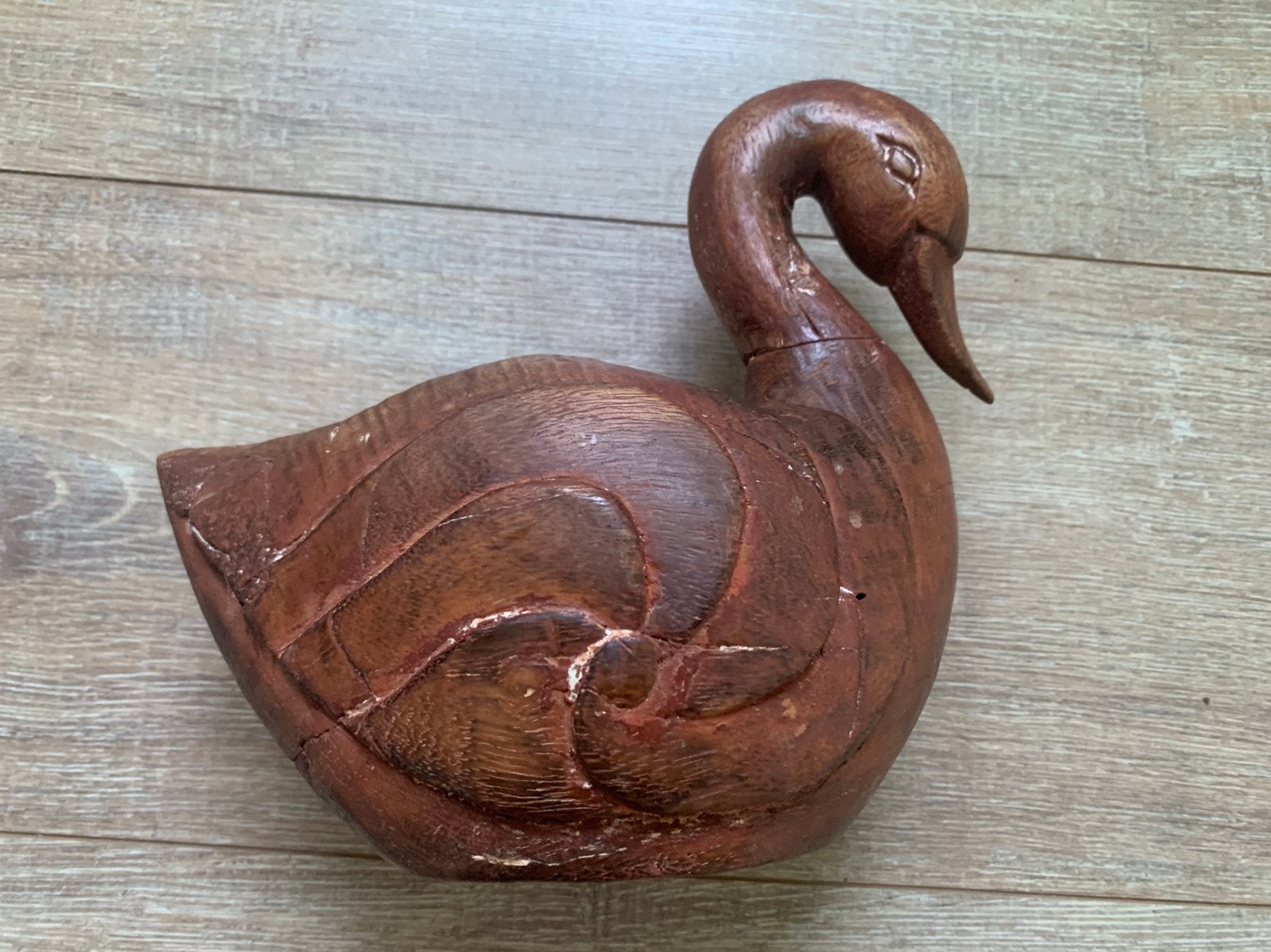 Antiek Houtsnijwerk van een zwaan, Ophalen of Verzenden, Hout, Houtsnijwerk, Vogel