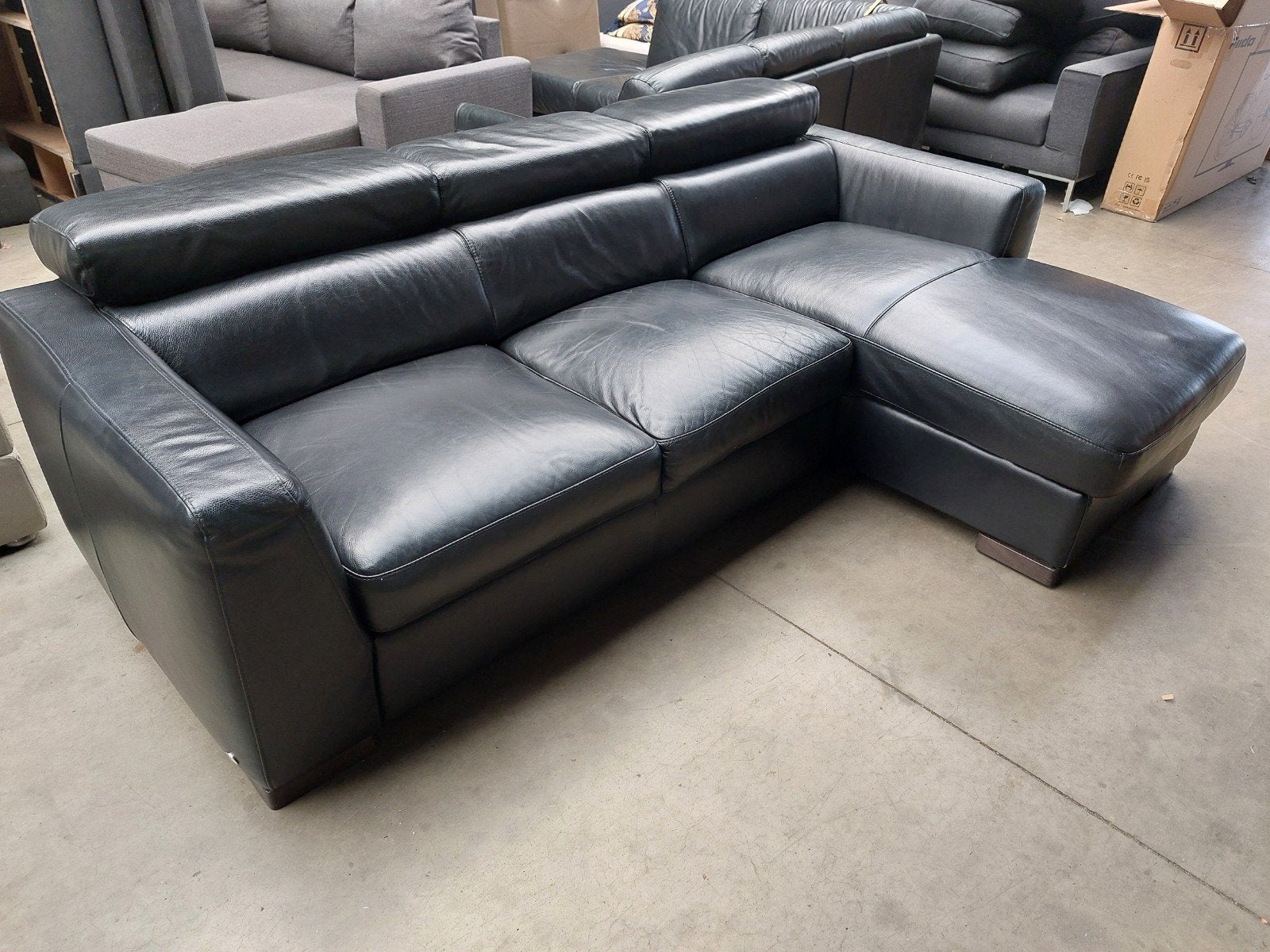 hoekbank leder zwart, Ophalen, Leer