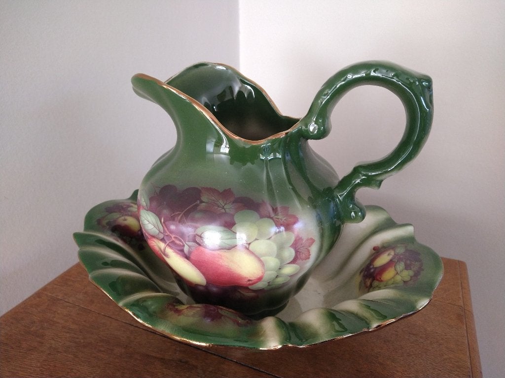 Vintage Engelse Waskom + Waterkan – Staffordshire Ironstone, Antiek en Kunst, Antiek | Keramiek en Aardewerk, Ophalen