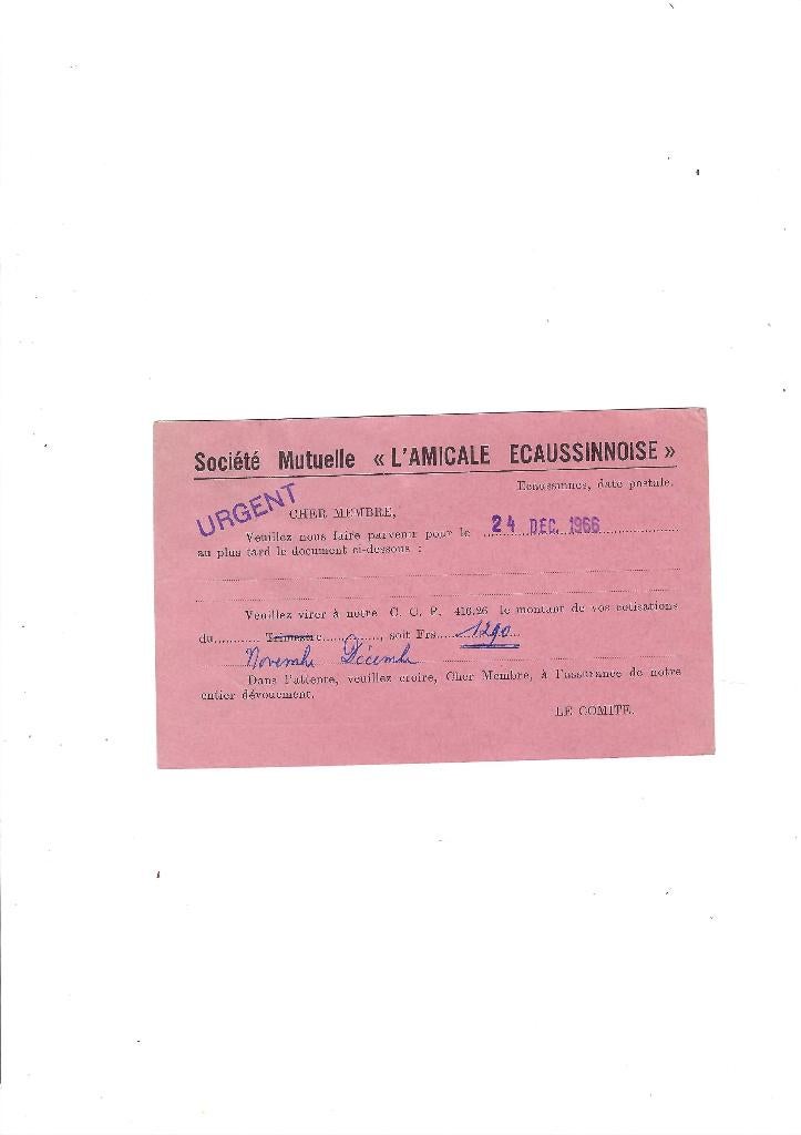 Société Mutuelle "L'Amicale Ecaussinnoise", Collections, Envoi, Utilisé