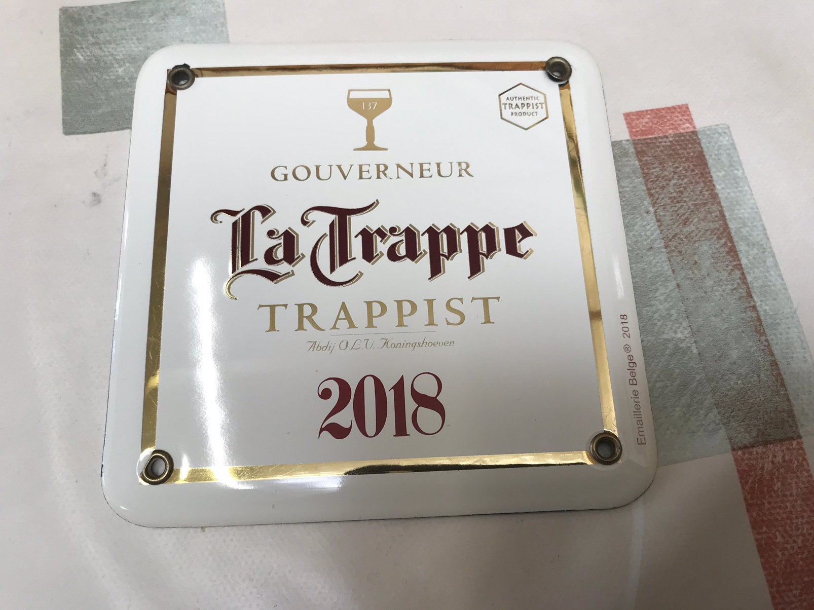 La Trappe emaille reclamebordje, Verzamelen, Ophalen of Verzenden, Gebruikt, Reclamebord