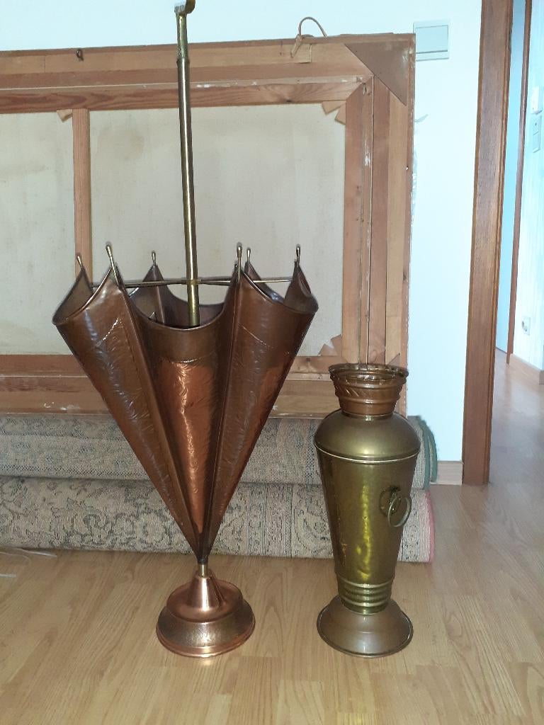 koper paraplubak en koper muurdecoratie, Antiek en Kunst, Ophalen, Koper