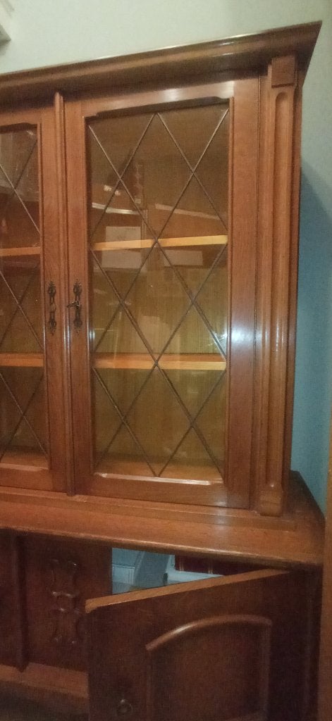 Vintage vitrinekast in vol hout, Ophalen, 100 tot 150 cm, Overige houtsoorten, Jaren '60