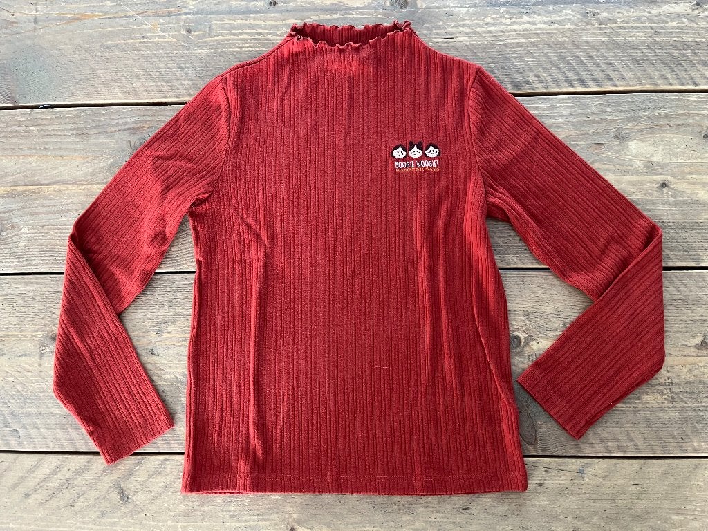 JBC roodbruine longsleeve met 3 lachende gezichtjes  134, Meisje, JBC, Ophalen of Verzenden, Zo goed als nieuw