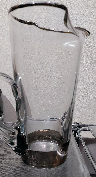 Waterkaraf mondgeblazen kristal - glasblazerij Boussu, Ophalen of Verzenden