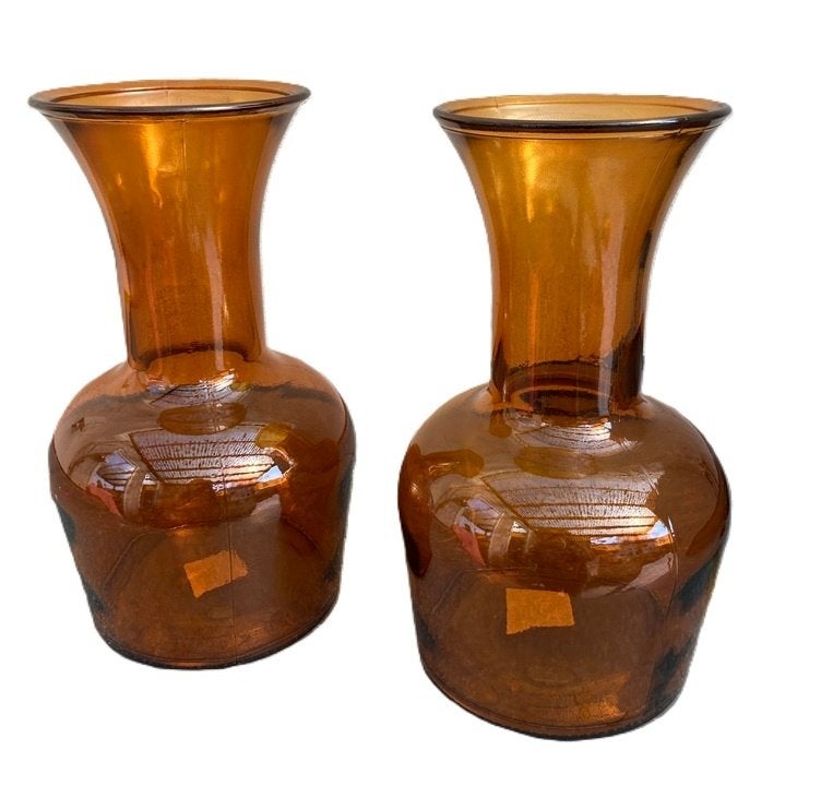 VAAS ROBUST COGNAC 32,5 CM NIEUW, Neuf, Verre, Marron, Enlèvement ou Envoi