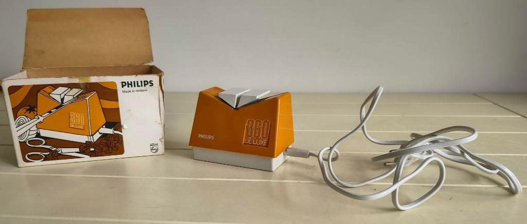 Philips 360 De Luxe elektrische messenslijper - vintage 1970, Huis en Inrichting, Keuken | Keukenbenodigdheden, Kunststof, Ophalen of Verzenden