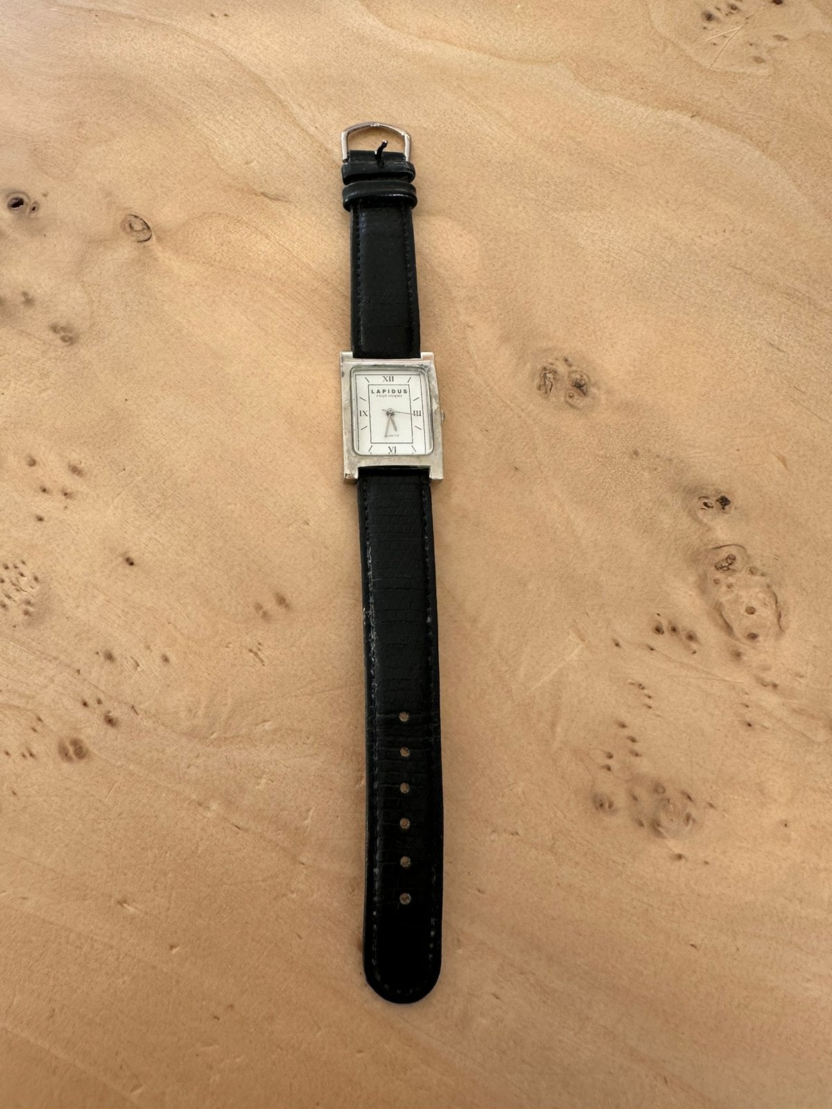 Vintage Ted Lapidus "Pour Homme" Tank Horloge, Montre-bracelet, Autres marques, Enlèvement ou Envoi, Cuir
