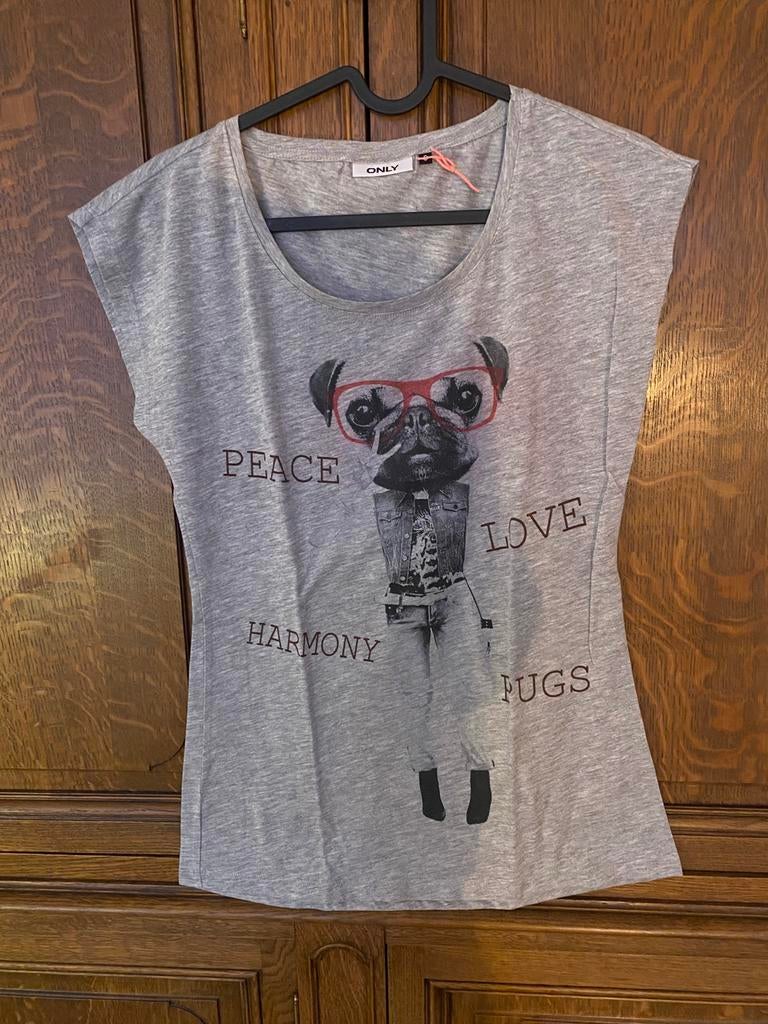 T-shirt gris carlin Only, Ophalen of Verzenden, Zo goed als nieuw, Korte mouw, Maat 36 (S)