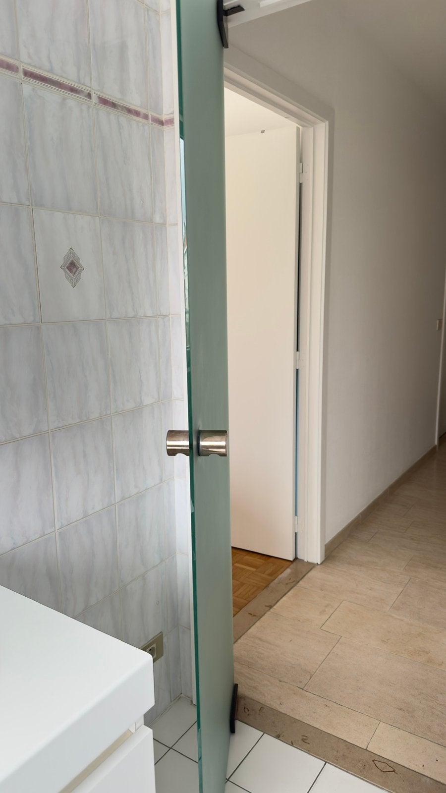Glazen Pendeldeur - melkglas, Doe-het-zelf en Bouw, Ophalen, Zo goed als nieuw, Glas, Binnendeur