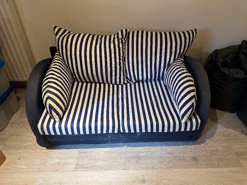 Zetelbed + matras, Ophalen, Gebruikt, Blauw, 140 cm