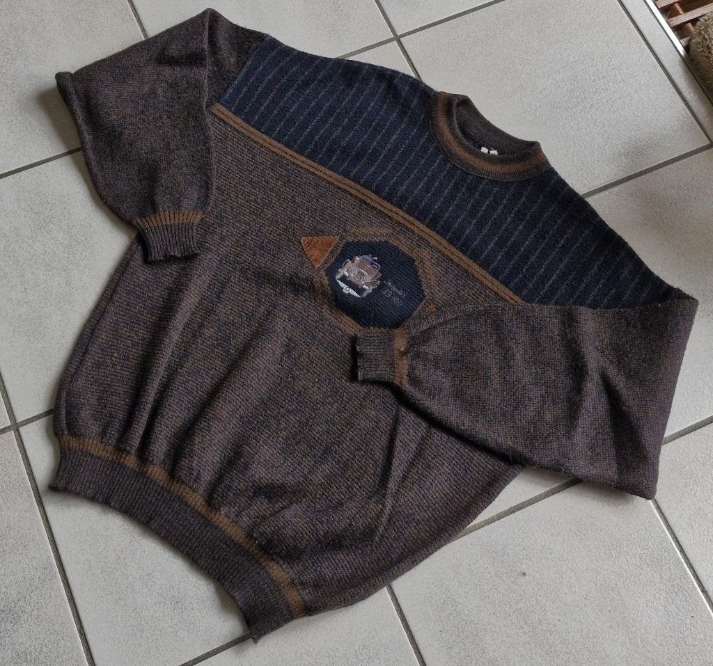 Pull pour homme - bleu/marron - taille S - 20 % laine, Vêtements | Hommes, Pulls & Vestes, Envoi, Comme neuf, Taille 46 (S) ou plus petite
