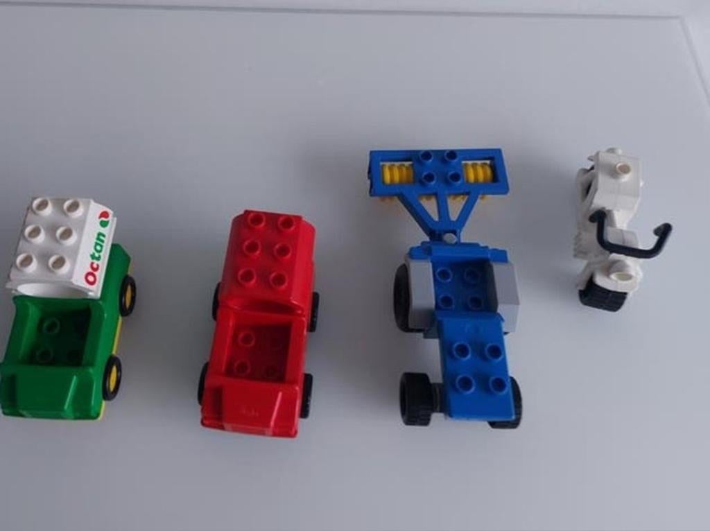 4 véhicules duplo (tracteur, moto, pompiers, camion-citerne), Enlèvement ou Envoi, Utilisé, Duplo