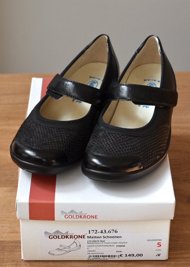 GOLDKRONE ZWARTE BANDSCHOEN/HALLUX SOFT/M 38/K, Vêtements | Femmes, Chaussures, Neuf, Enlèvement ou Envoi, Goldkrone, Chaussures basses