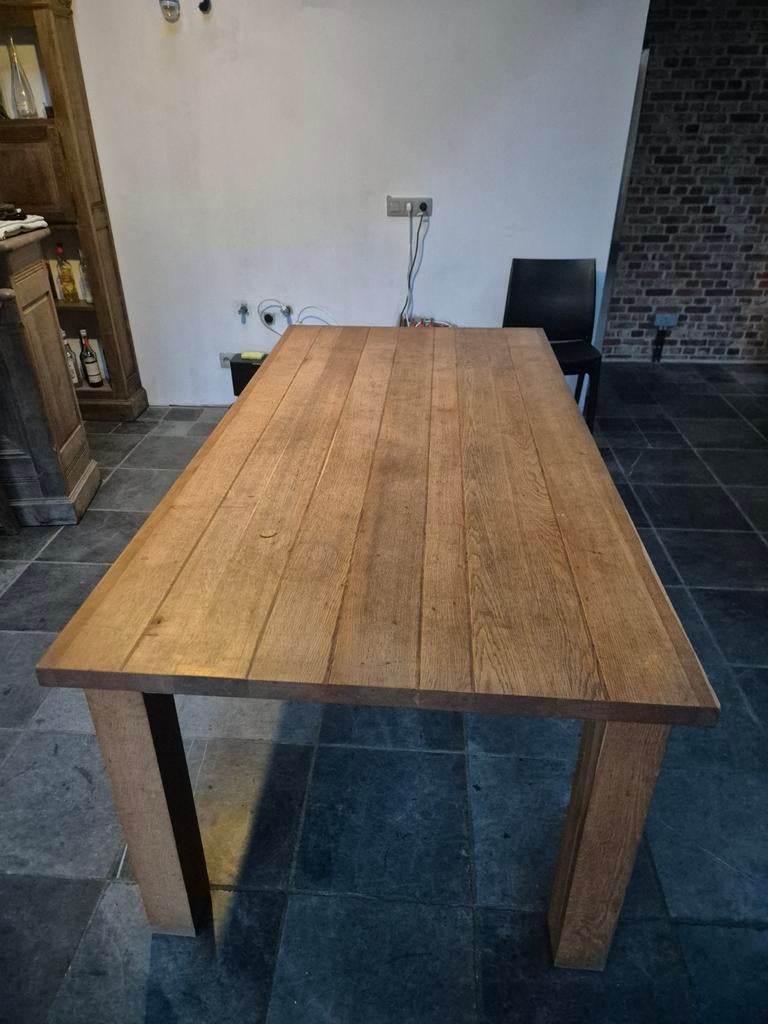 Massief eiken tafel 200*100, Huis en Inrichting, Tafels | Eettafels, Ophalen, Gebruikt, Eikenhout, 50 tot 100 cm