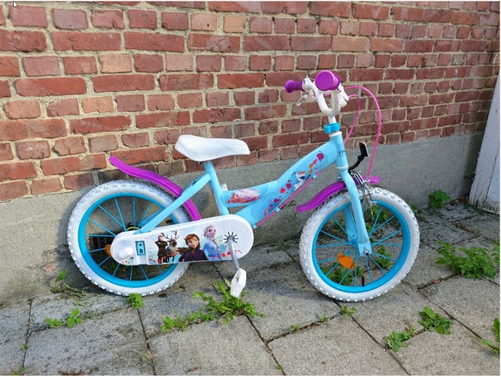 meisjeskinderfiets Frozen 4-6 jaar, Fietsen en Brommers, Ophalen, Zo goed als nieuw, Disney stitch, 16 inch