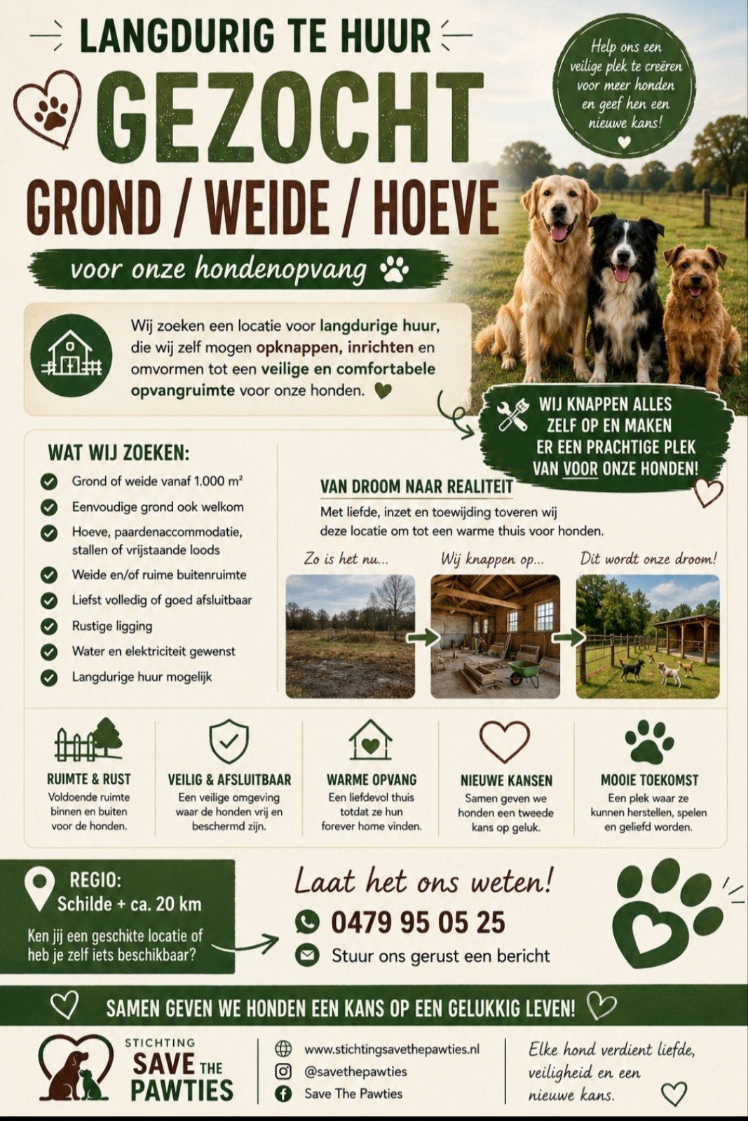 GEZOCHT TE HUUR – Hoeve / paardenstallen / terrein