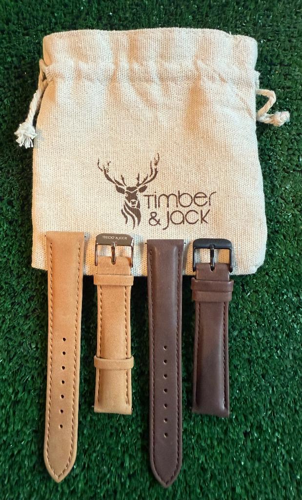 Timber & Jack horlogebandjes leder nieuw, 2 stuks, Ophalen, Nieuw