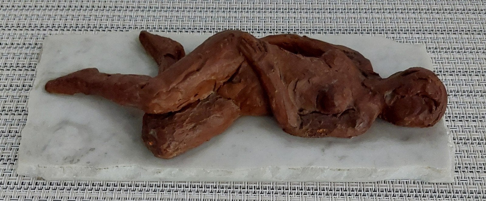 • Authentiek Belgisch Kunstwerk – Terracotta op Marmer, Ophalen