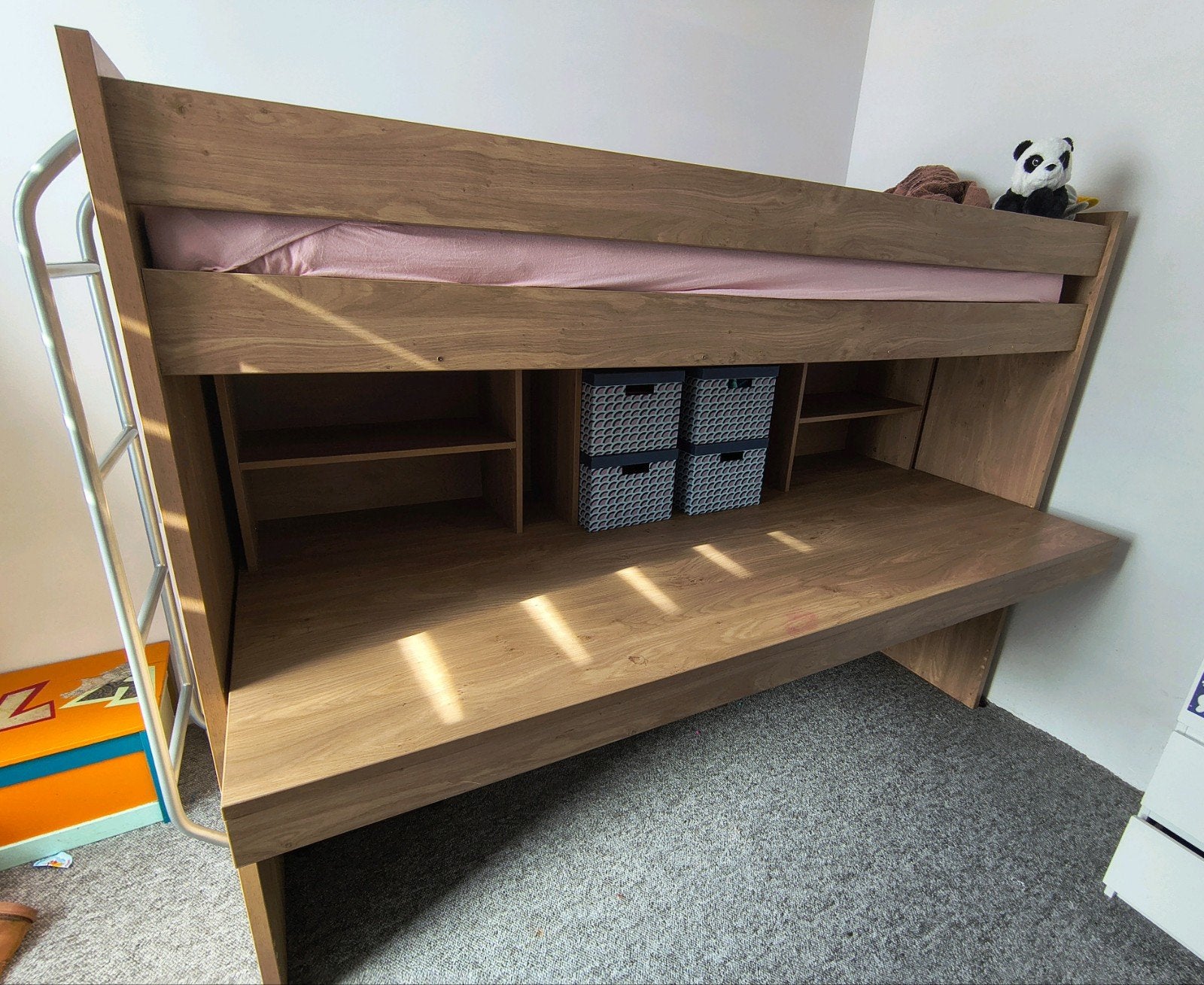 stevige hoogslaper met bureau, Huis en Inrichting, Ophalen, Gebruikt, Eenpersoons, Minder dan 160 cm