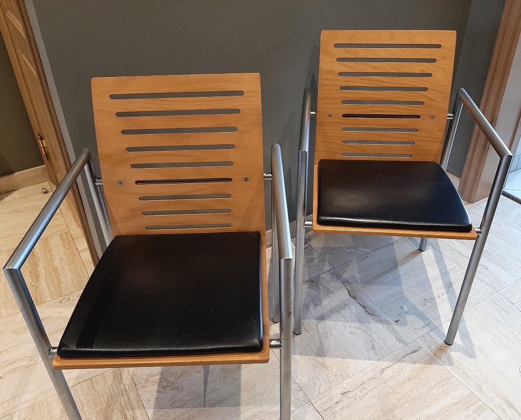 Set van 2 Atoll  design stoelen van jaren 80, Huis en Inrichting, Stoelen, Twee, Zwart, Jaren 80, Zo goed als nieuw