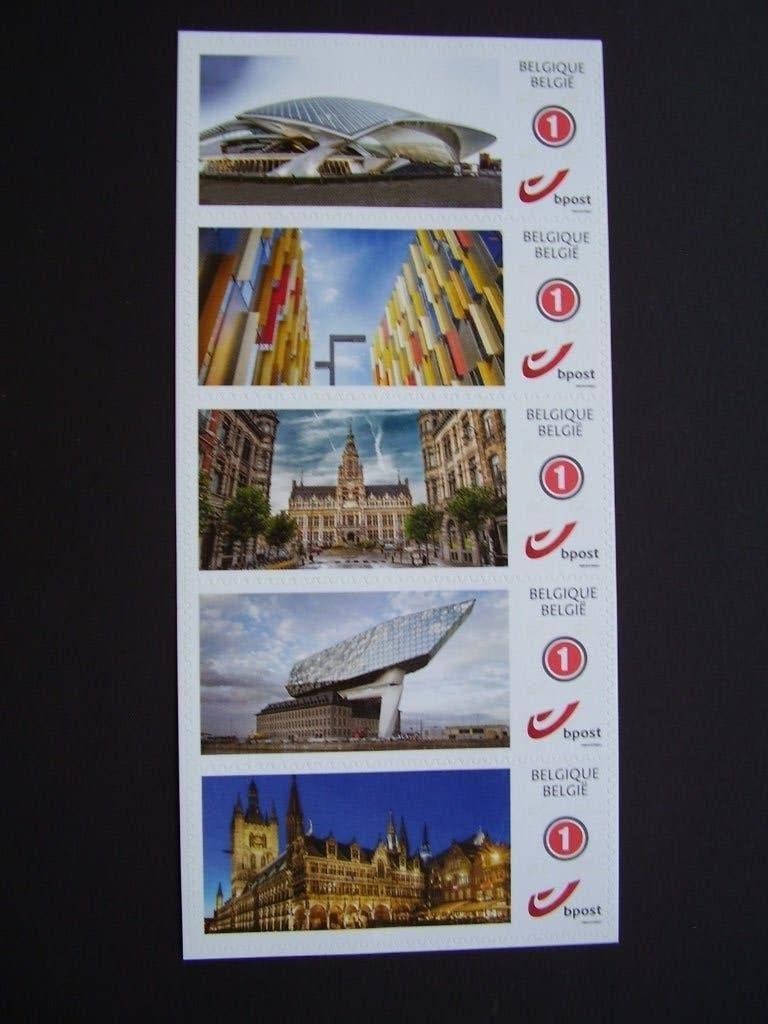 5 x duostamp postfris zelfklevend - Gebouwen - P100, Enlèvement ou Envoi, Neuf
