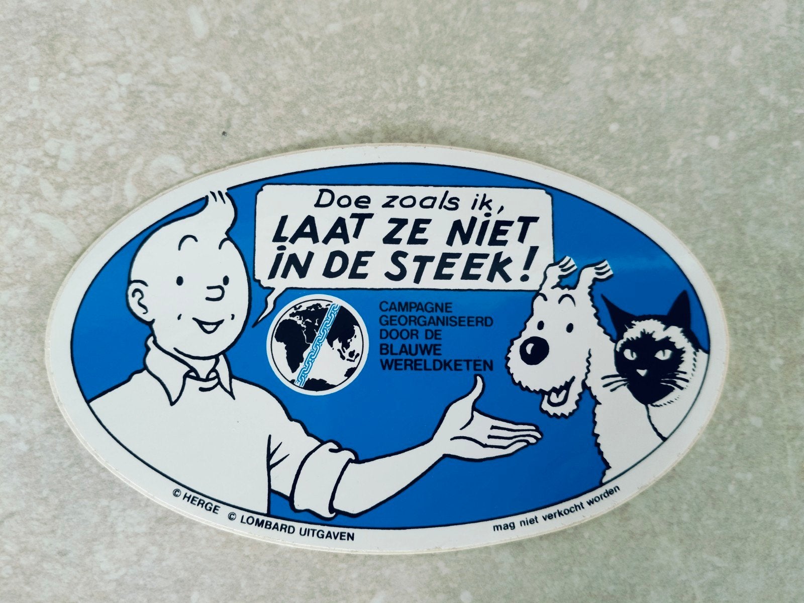 Oude Kuifje sticker uit 1989 Lombard uitgaven, Enlèvement ou Envoi, Tintin