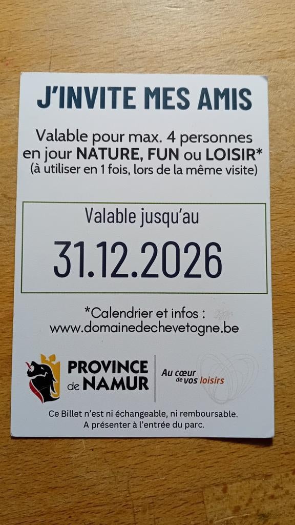Entrées pour 4 personnes - Domaine de Chevetogne, Tickets & Billets, Loisirs | Autre