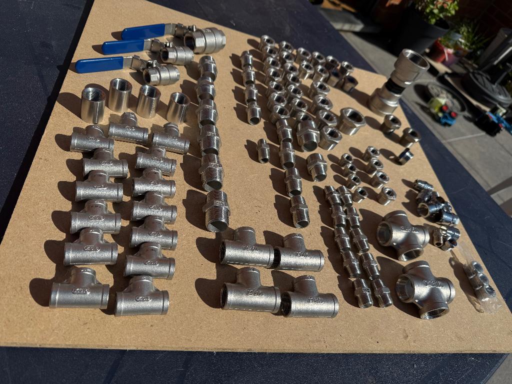 316 roestvrijstalen fittingen en kleppen - 1/4” tot 1” 1/2, Doe-het-zelf en Bouw, Sanitair, Ophalen of Verzenden, Nieuw, Inox