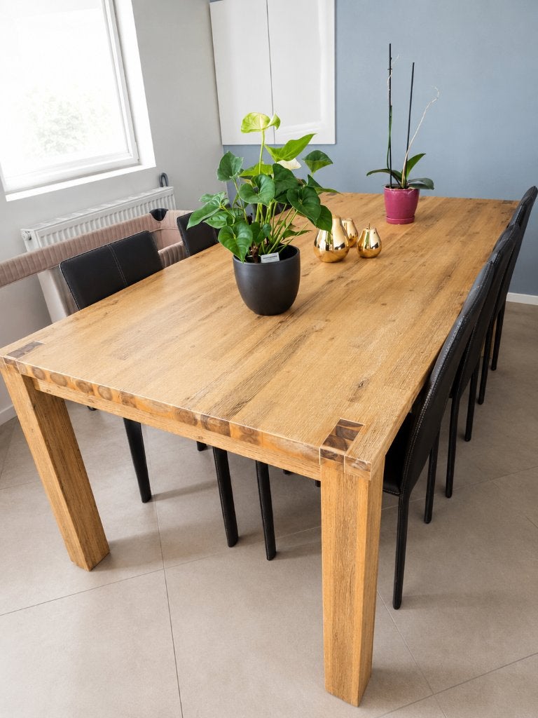 Table salle a manger, 150 à 200 cm, Cinq personnes ou plus, Bois brut, Comme neuf