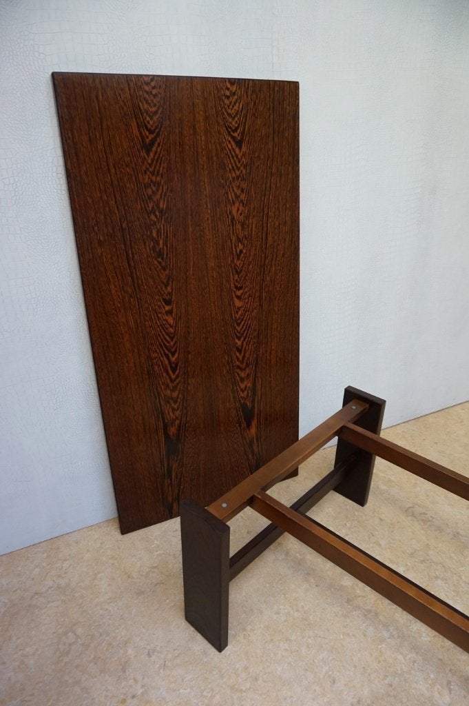 Retro Vintage salontafel in wenge hout en wit formica, Huis en Inrichting, Ophalen, Gebruikt, Vintage mid century, Rechthoekig
