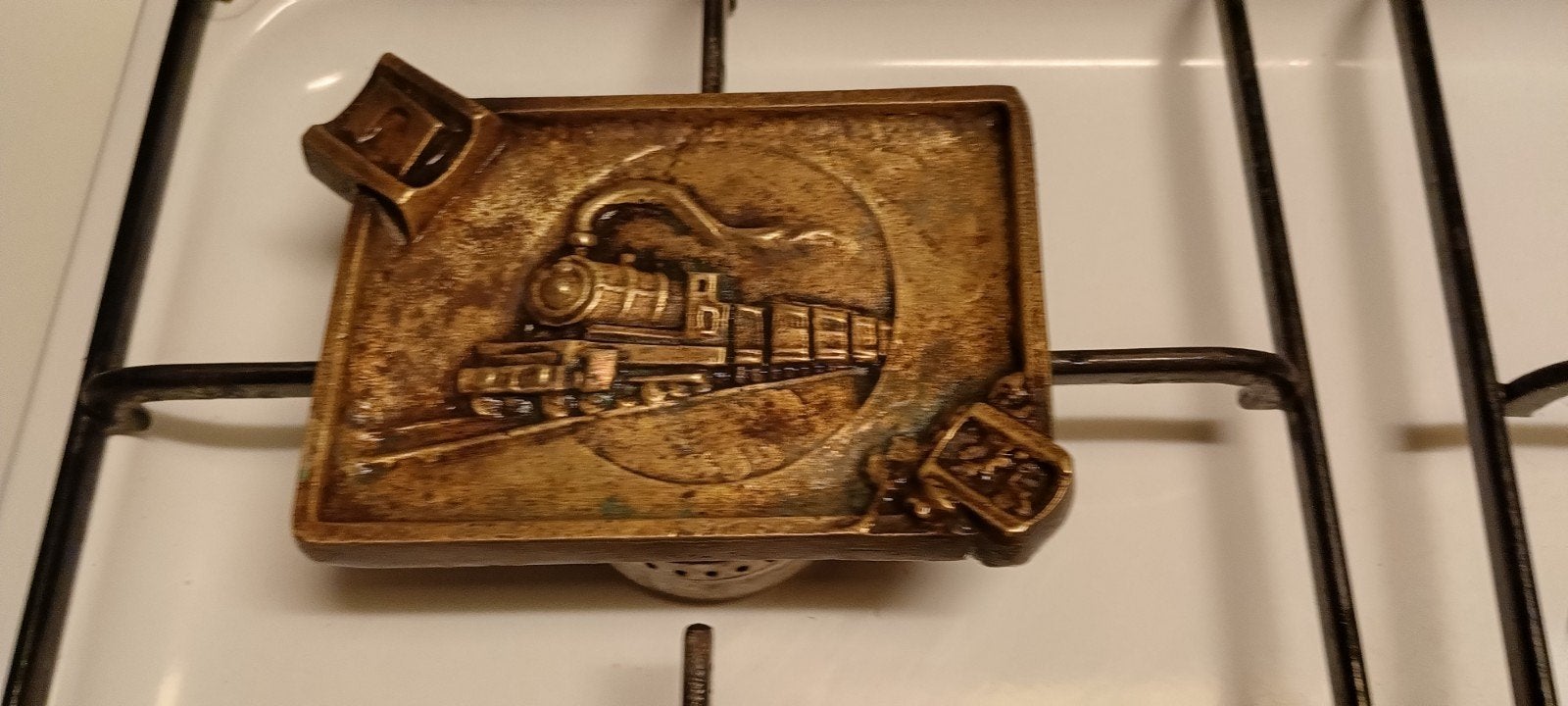 Antieke bronzen / koperen asbak gesigneerd, Ophalen of Verzenden, Asbak