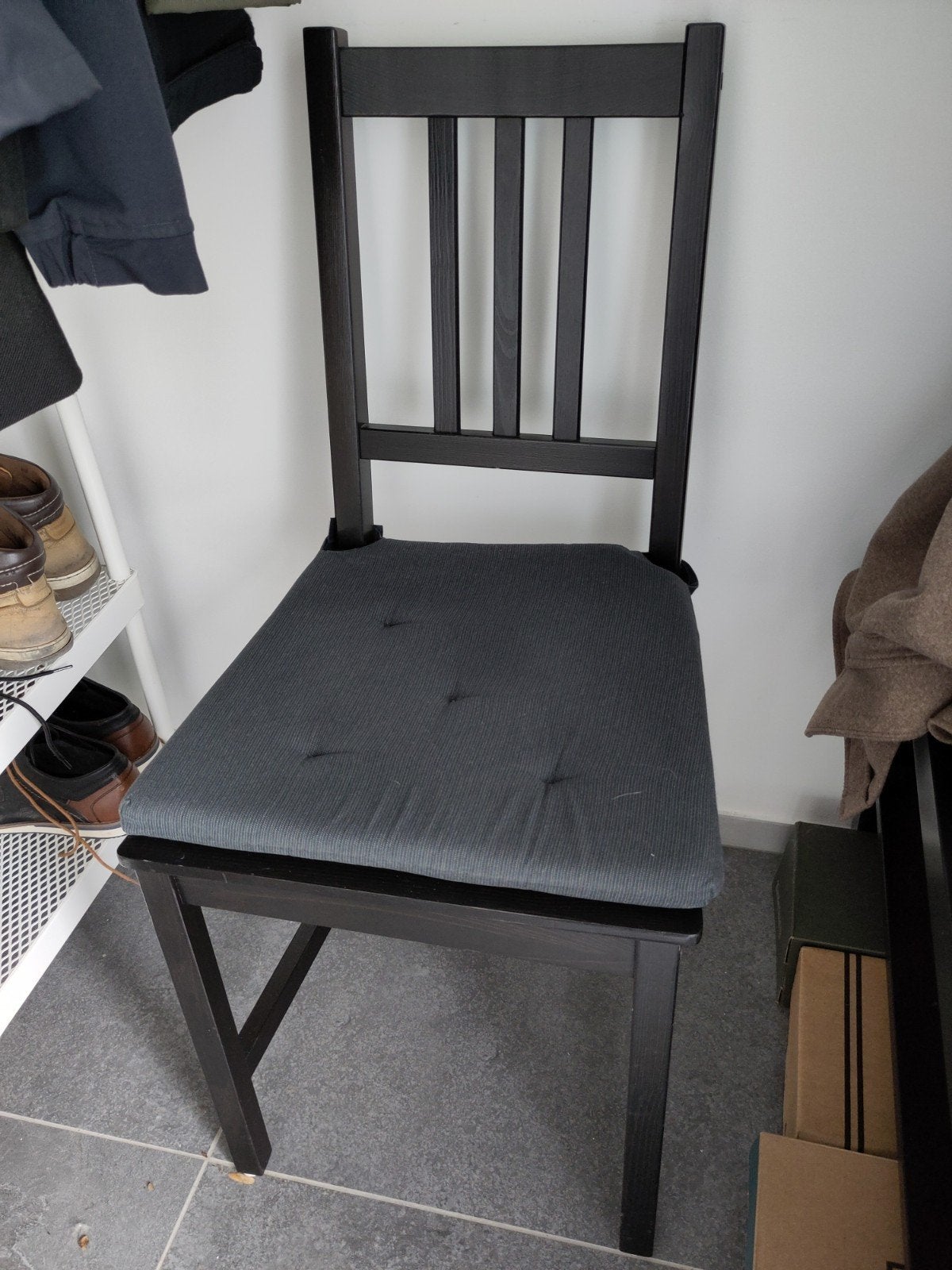 6 chaises ikea noire + coussins d'assise, Maison & Meubles, Enlèvement