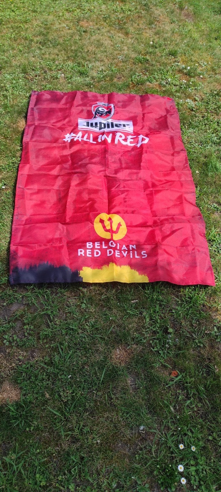 Drapeau ou bannière des Diables rouges belges. 95 cm x 145 c, Enlèvement ou Envoi