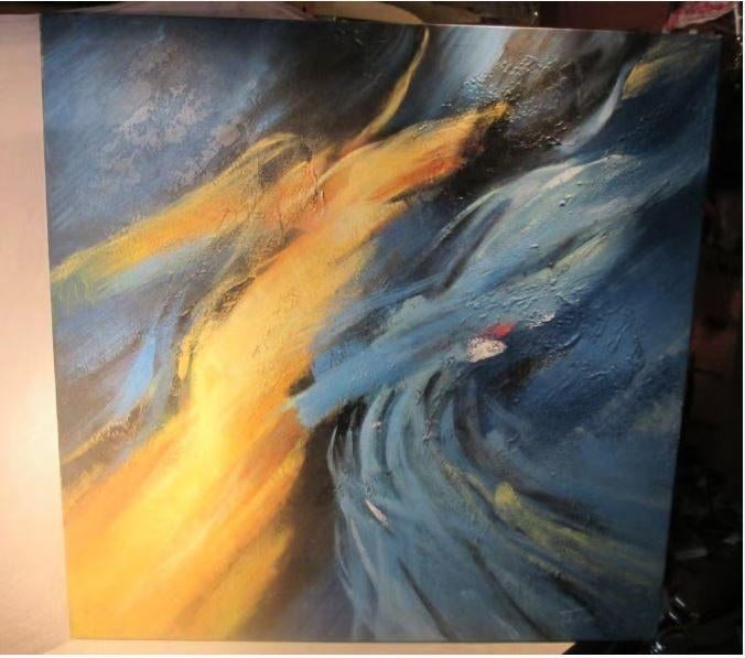Belle œuvre peinte abstraite 'Body and Waves' - signée, Enlèvement ou Envoi