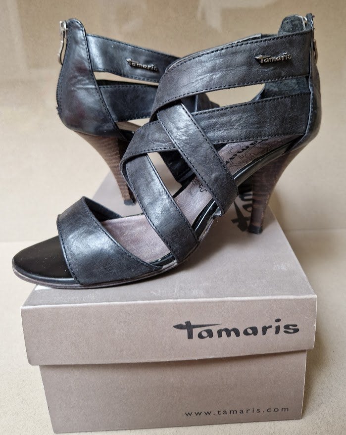 Sandaal zwart met rits achteraan Tamaris, maat 39., Zwart, Sandalen of Muiltjes, Gedragen, Ophalen