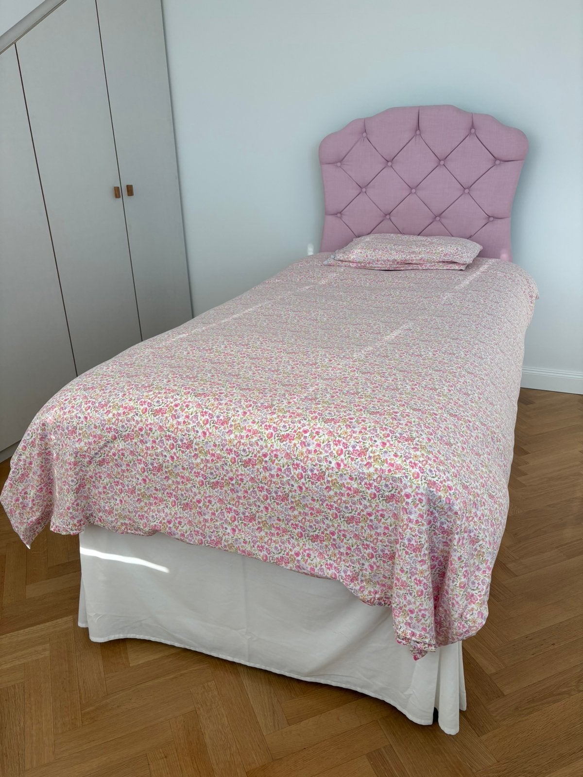 Bedset met 2 opbergladen + gestoffeerd hoofdeinde, Huis en Inrichting, Slaapkamer | Bedden, Ophalen, Gebruikt, 90 cm, Eenpersoons