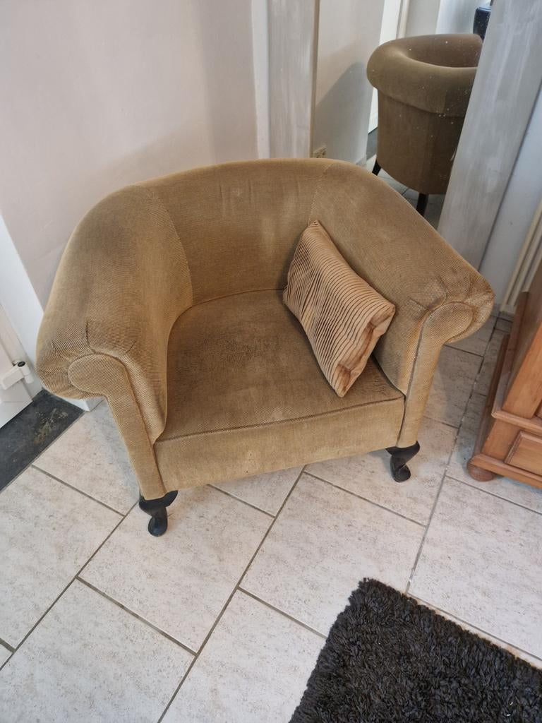 Echte originele Chesterfield club fauteuil, Ophalen, Gebruikt, Eenpersoons